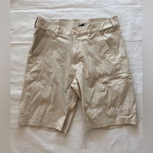 HUK Next Level Performance Fishing Shorts 10.5”Inseam Khaki Tan Cargo Size Large